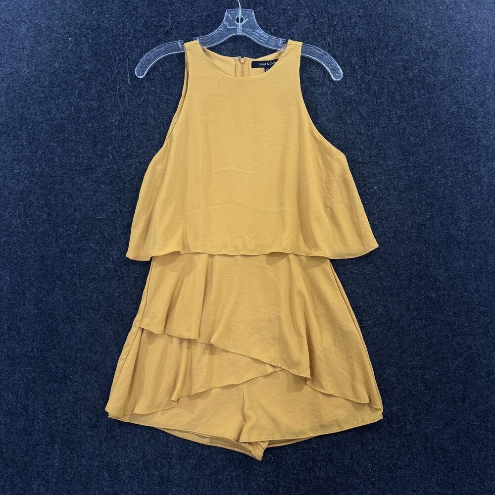 Strut & Bolt Romper Women's Small Mustard Yellow Ruffle Sleeveless R-7460-H